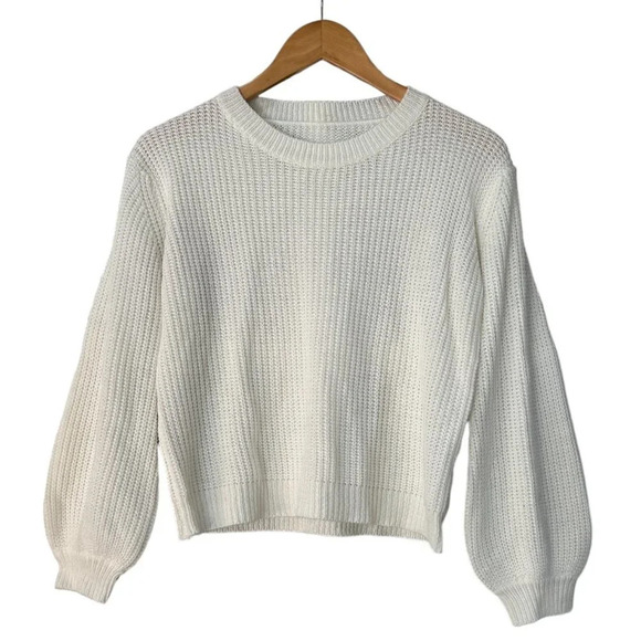 SHEIN Bell Sleeve Cropped Chunky Sweater - small - Picture 1 of 6